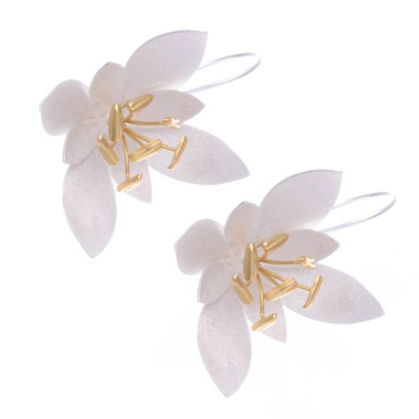 Alternate image for Handmade Gold-Accented Floral Drop Earrings Under Starlight