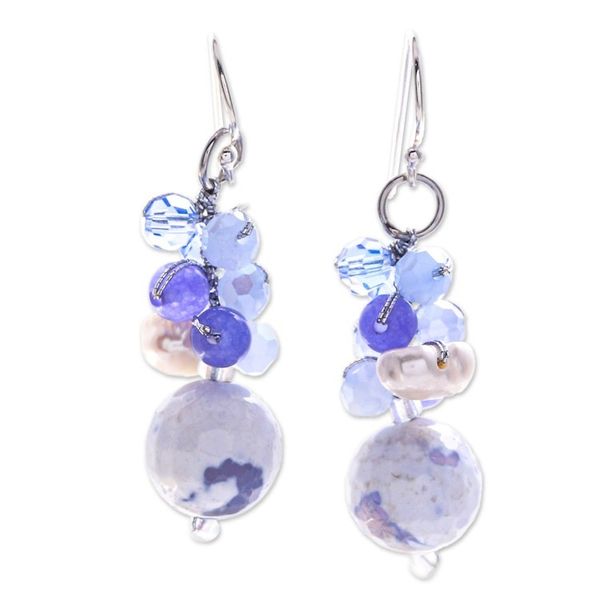 Alternate image for Blue Multi-Gemstone Dangle Earrings Handcrafted in Thailand Blue Energy