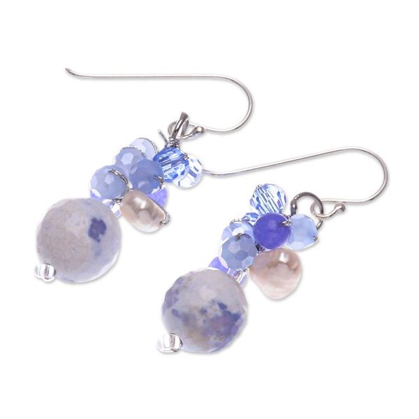 Alternate image for Blue Multi-Gemstone Dangle Earrings Handcrafted in Thailand Blue Energy