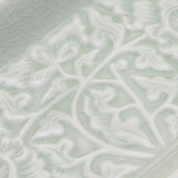 Alternate image for Green Handmade Celadon Ceramic Floral and Leaf Serving Dish Thai Blooms