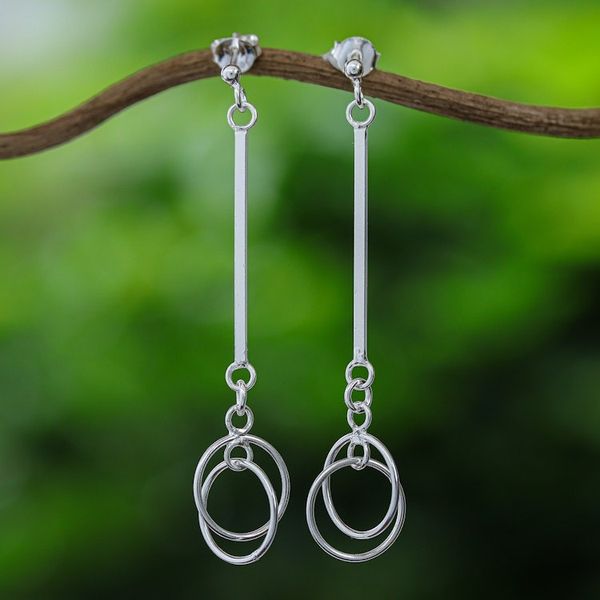 Alternate image for Polished Sterling Silver Pendulum Dangle Earrings Tomorrow Pendulum