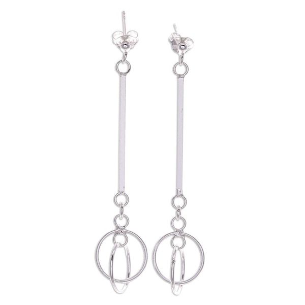 Alternate image for Polished Sterling Silver Pendulum Dangle Earrings Tomorrow Pendulum