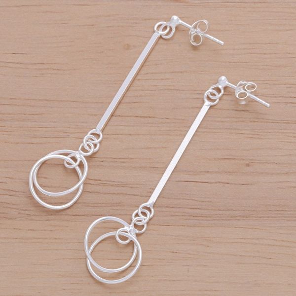 Alternate image for Polished Sterling Silver Pendulum Dangle Earrings Tomorrow Pendulum