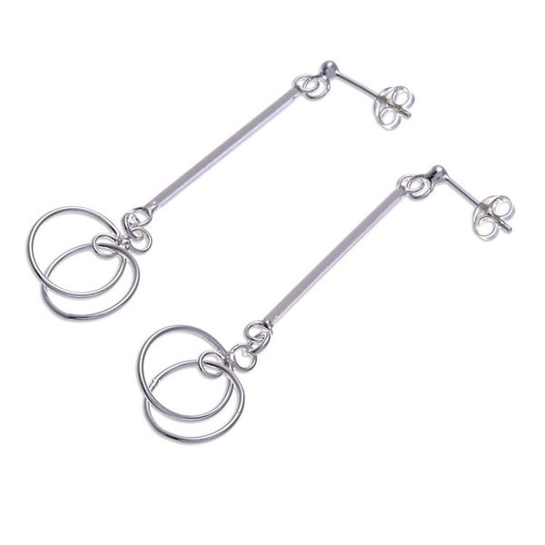 Alternate image for Polished Sterling Silver Pendulum Dangle Earrings Tomorrow Pendulum
