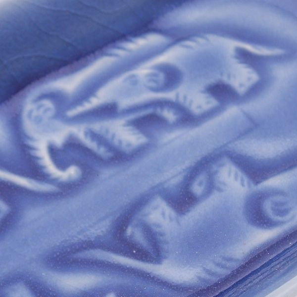 Alternate image for Blue Handmade Celadon Ceramic Elephant-Themed Serving Dish Elephant Spectacle