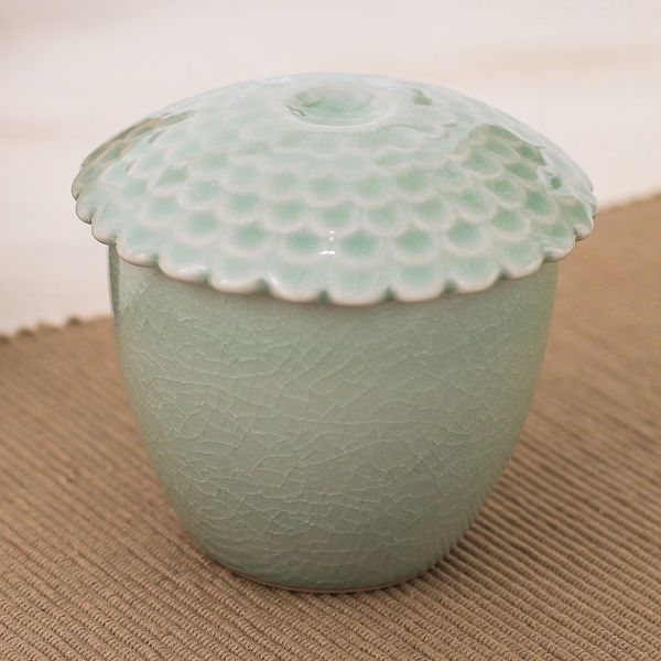 Alternate image for Green Handmade Celadon Ceramic Sunflower Themed Salsa Bowl Sunflower in Green