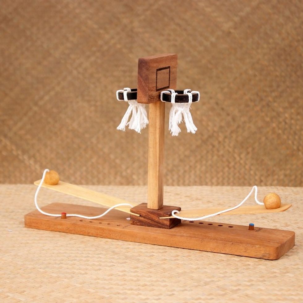 Raintree Wood Miniature Basketball Game for Two Players 'Basketball Match'