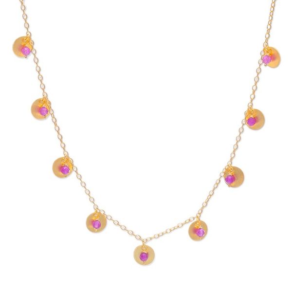 Alternate image for Adjustable Matte 18k Gold-Plated Amethyst Charm Necklace Everyday Wise