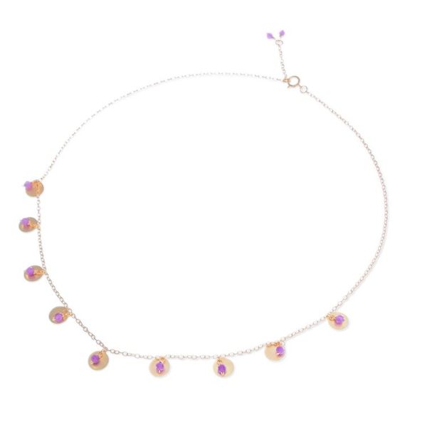 Alternate image for Adjustable Matte 18k Gold-Plated Amethyst Charm Necklace Everyday Wise