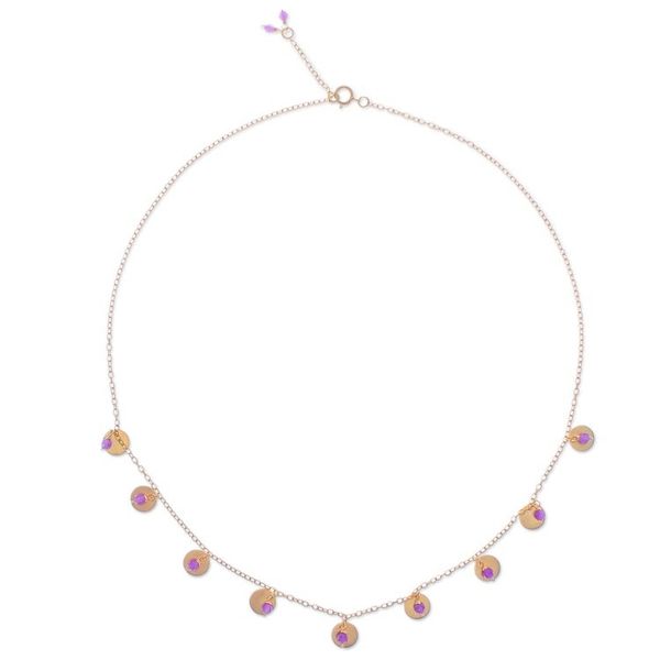 Alternate image for Adjustable Matte 18k Gold-Plated Amethyst Charm Necklace Everyday Wise