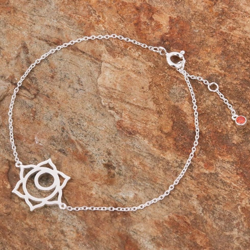 Handcrafted Cubic Zirconia Pendant Bracelet 'Sacral Chakra Spin'