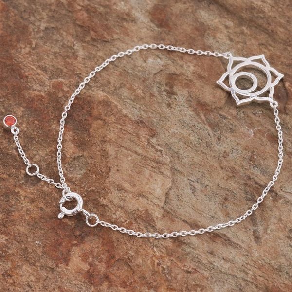 Alternate image for Handcrafted Cubic Zirconia Pendant Bracelet Sacral Chakra Spin