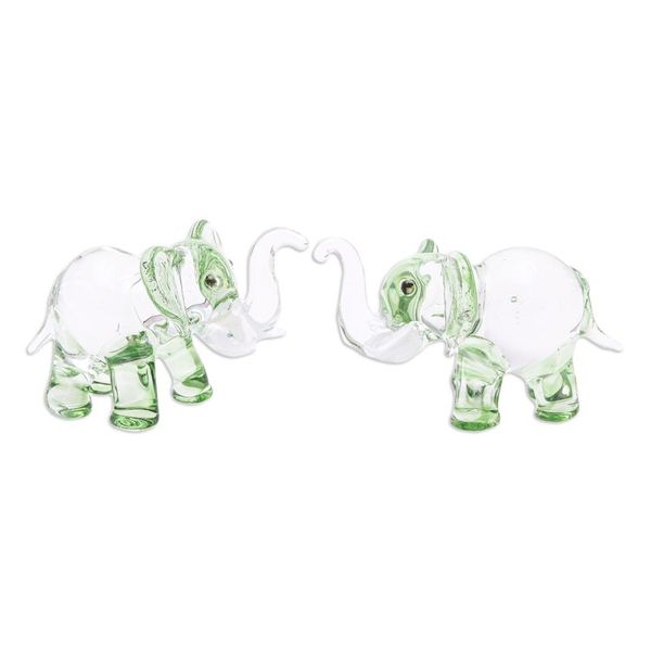 Alternate image for Pair of Green-Toned Handblown Glass Elephant Figurines The Green Giants