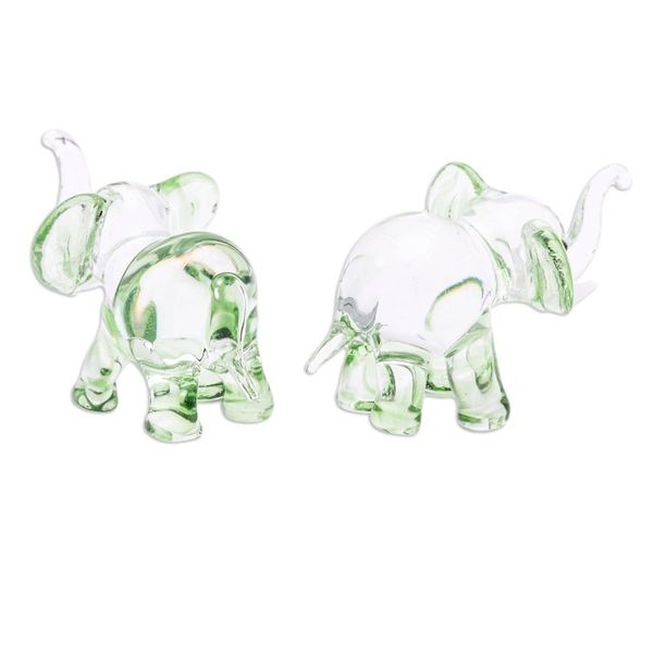 Alternate image for Pair of Green-Toned Handblown Glass Elephant Figurines The Green Giants