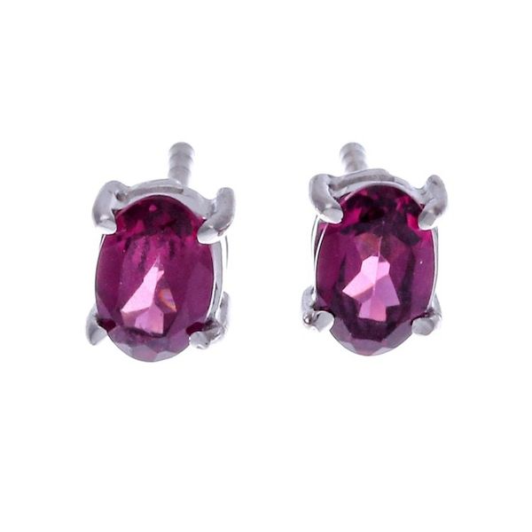 Alternate image for Sterling Silver Button Earrings with Natural Rhodolite Gems Eternity Maiden