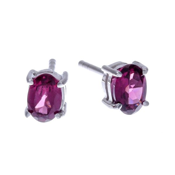 Alternate image for Sterling Silver Button Earrings with Natural Rhodolite Gems Eternity Maiden
