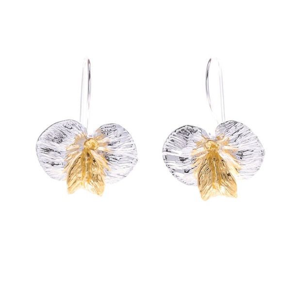 Alternate image for Thai Gold-Accented Floral Drop Earrings Golden Orchid