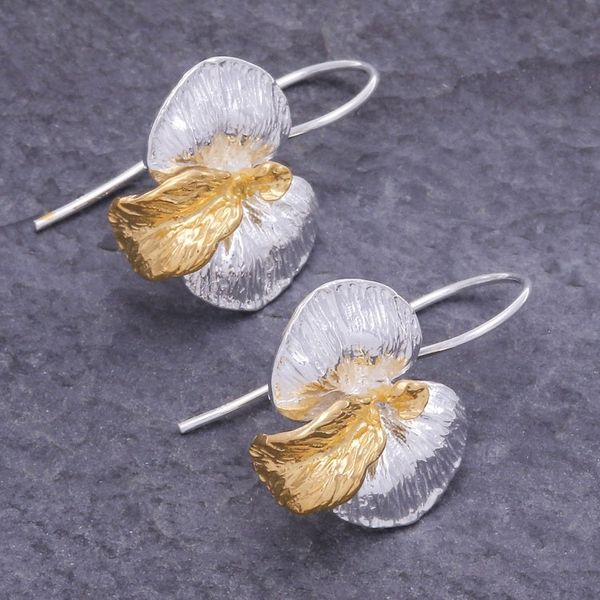 Alternate image for Thai Gold-Accented Floral Drop Earrings Golden Orchid