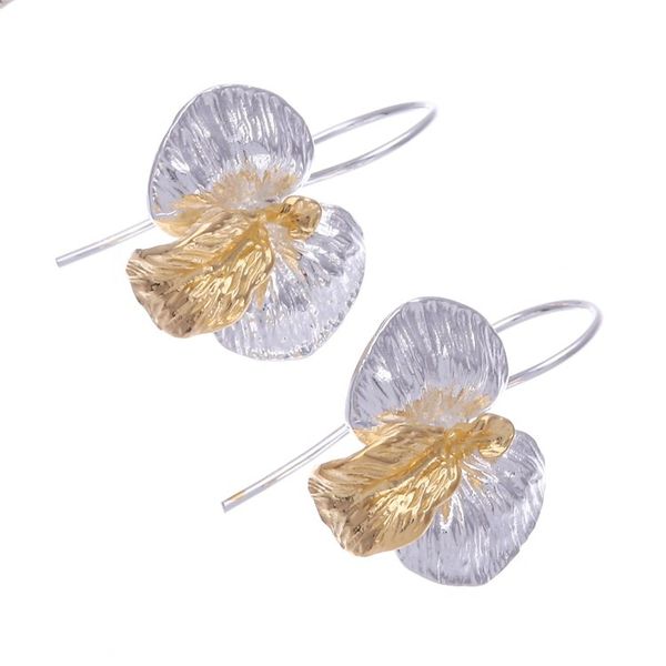 Alternate image for Thai Gold-Accented Floral Drop Earrings Golden Orchid