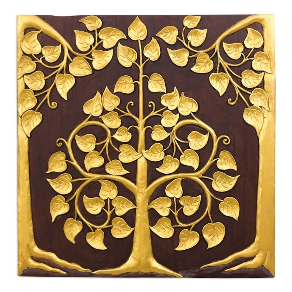 Thai Golden Bodhi Tree Relief Panel 'The Golden Bodhi'