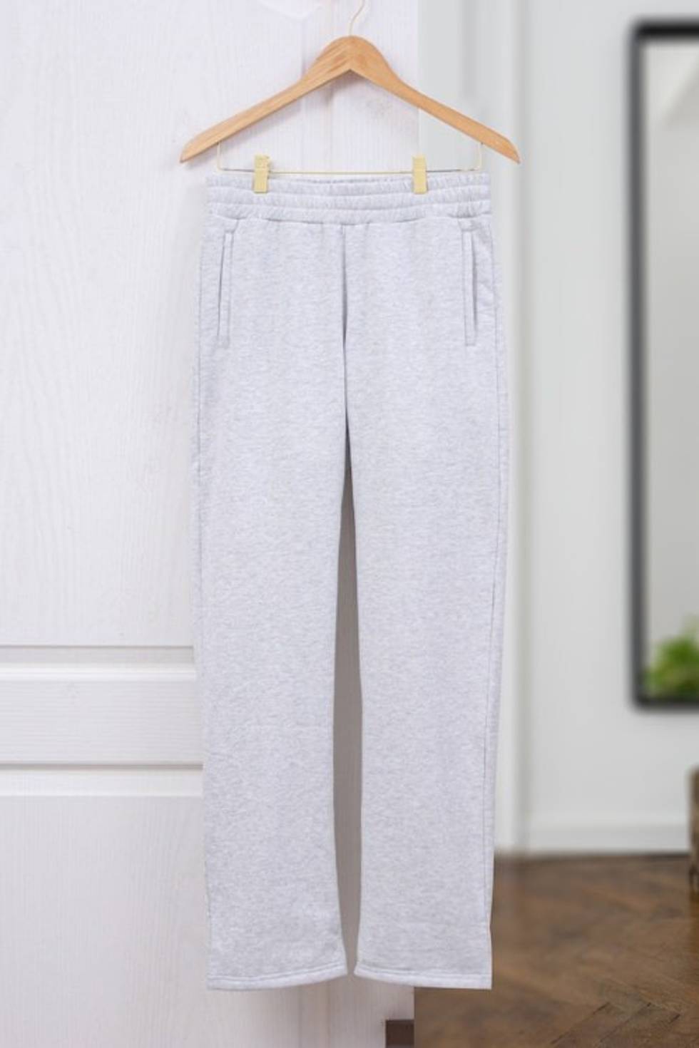 Light Grey 100 Recycled Yarn Pants with Elastic Waistband 'Environmental Steps'