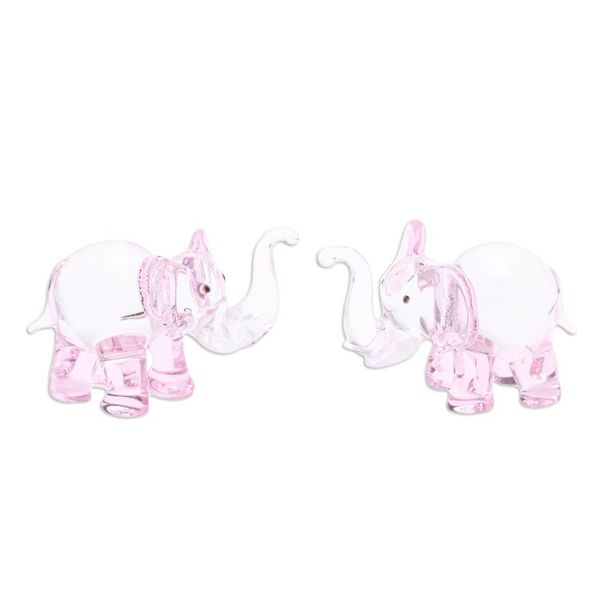 Alternate image for Pair of Pink-Toned Handblown Glass Elephant Figurines The Pink Giants