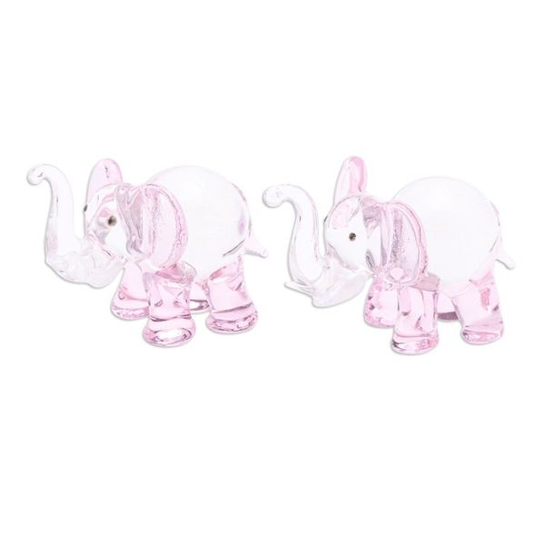 Alternate image for Pair of Pink-Toned Handblown Glass Elephant Figurines The Pink Giants