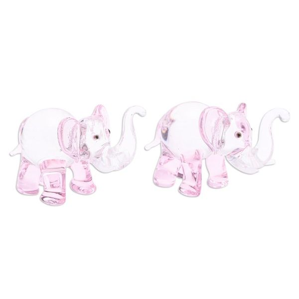 Alternate image for Pair of Pink-Toned Handblown Glass Elephant Figurines The Pink Giants