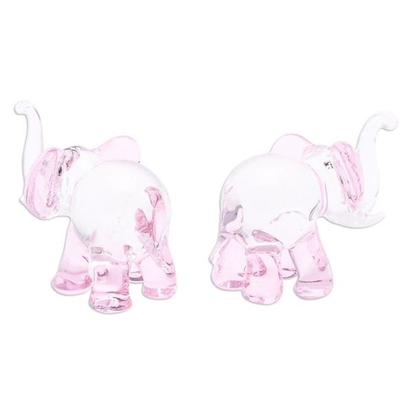 Alternate image for Pair of Pink-Toned Handblown Glass Elephant Figurines The Pink Giants