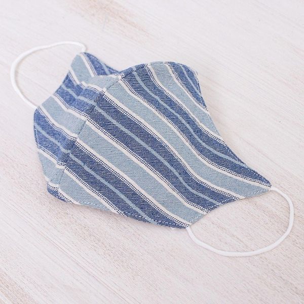 Alternate image for Triple-Layer Cotton Face Mask Sky Stripes