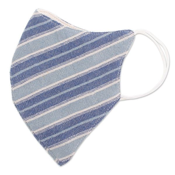 Alternate image for Triple-Layer Cotton Face Mask Sky Stripes