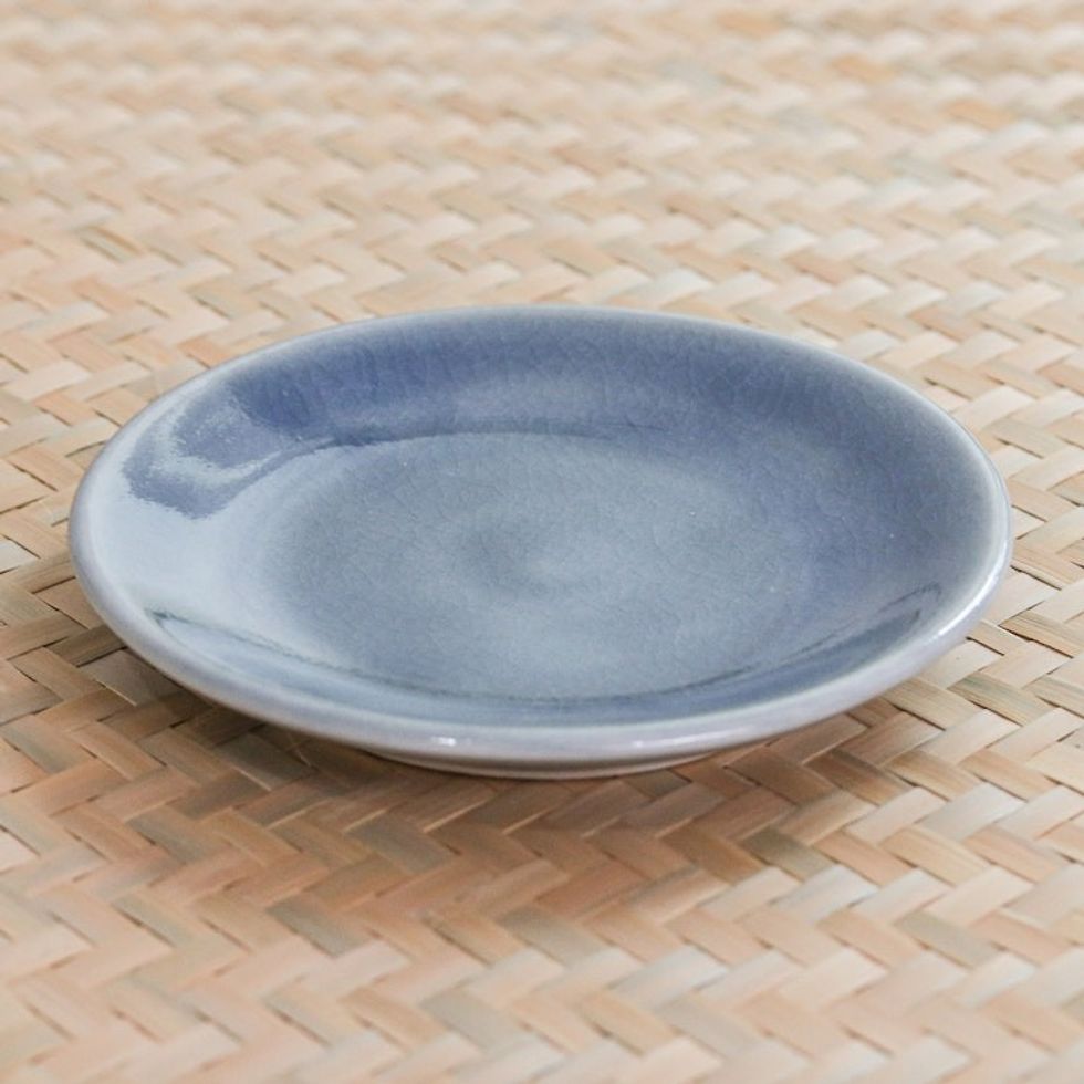 Celadon Ceramic Small Plate 'Just a Taste in Blue'