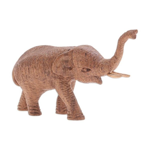 Alternate image for Handmade Teak Wood Elephant Statuette from Thailand Step on Toes