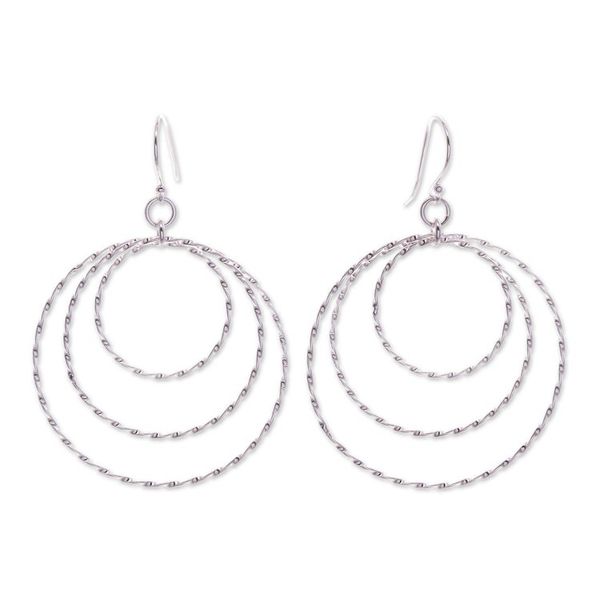 Alternate image for Polished Sterling Silver Dangle Earrings Crafted in Thailand Avant-Garde Swirls
