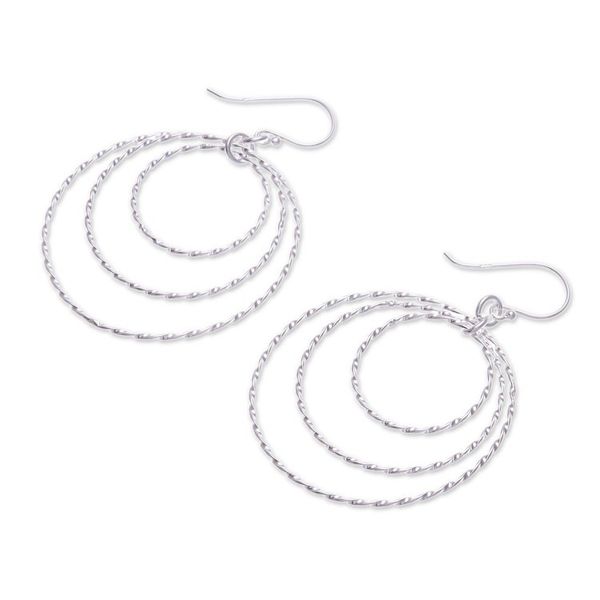 Alternate image for Polished Sterling Silver Dangle Earrings Crafted in Thailand Avant-Garde Swirls