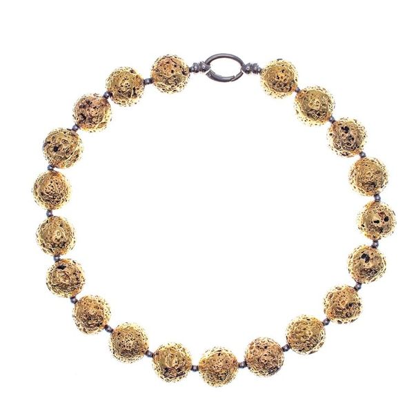 Alternate image for Gold-Toned Lava Stone and Hematite Beaded Necklace Blazing Golden