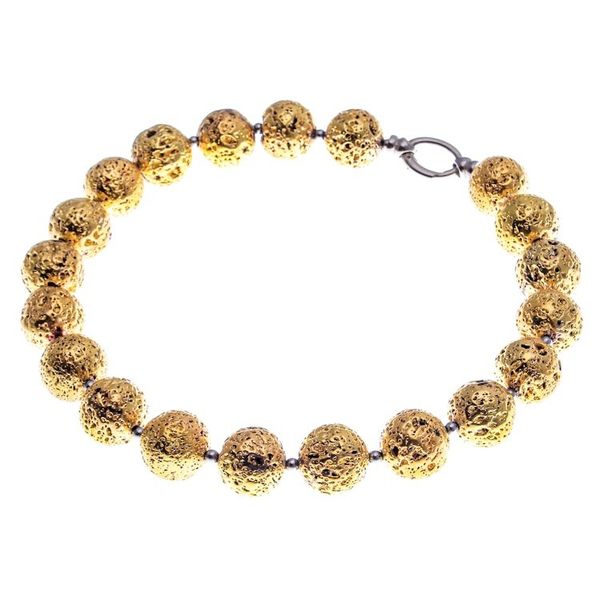 Alternate image for Gold-Toned Lava Stone and Hematite Beaded Necklace Blazing Golden