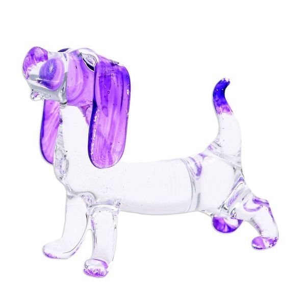 Alternate image for Handblown Glass Beagle Dog Figurine in Purple Creativity Beagle