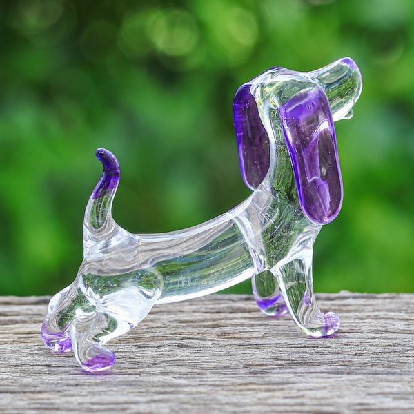 Alternate image for Handblown Glass Beagle Dog Figurine in Purple Creativity Beagle