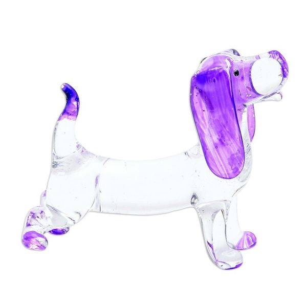 Alternate image for Handblown Glass Beagle Dog Figurine in Purple Creativity Beagle