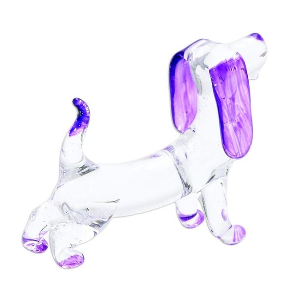 Alternate image for Handblown Glass Beagle Dog Figurine in Purple Creativity Beagle