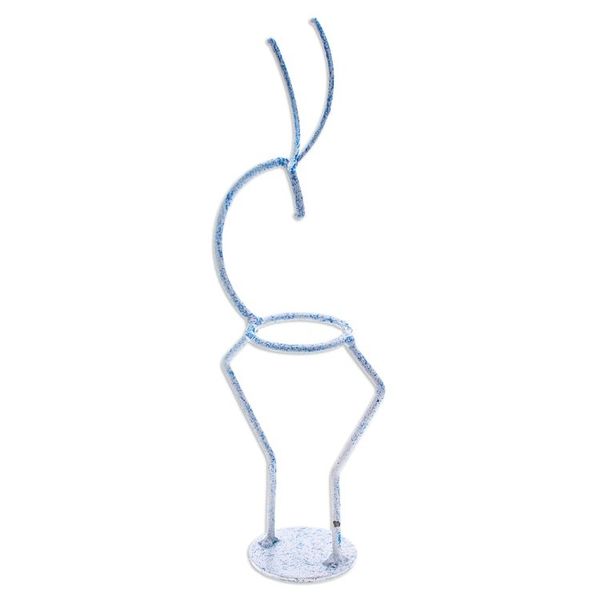 Alternate image for Iron Deer Tealight Holder in White and Blue from Thailand Deer Splendor in Blue