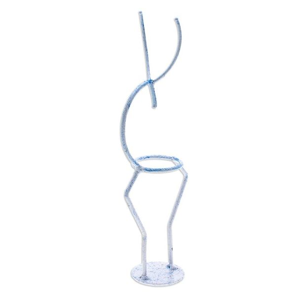 Alternate image for Iron Deer Tealight Holder in White and Blue from Thailand Deer Splendor in Blue