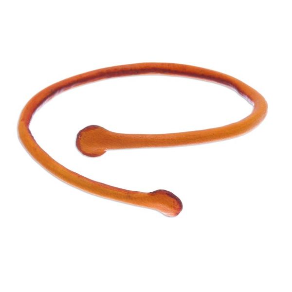Alternate image for Thai Handmade Unisex Dyed Leather Cuff Bracelet in Orange Young Bud in Orange