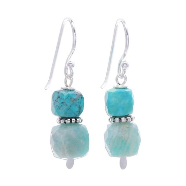 Alternate image for Dangle Earrings with Amazonite and Recon Turquoise Beads Heavenly Success