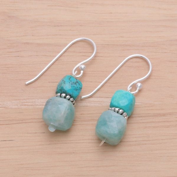 Alternate image for Dangle Earrings with Amazonite and Recon Turquoise Beads Heavenly Success