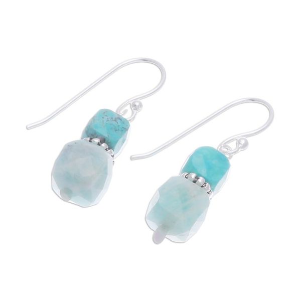 Alternate image for Dangle Earrings with Amazonite and Recon Turquoise Beads Heavenly Success
