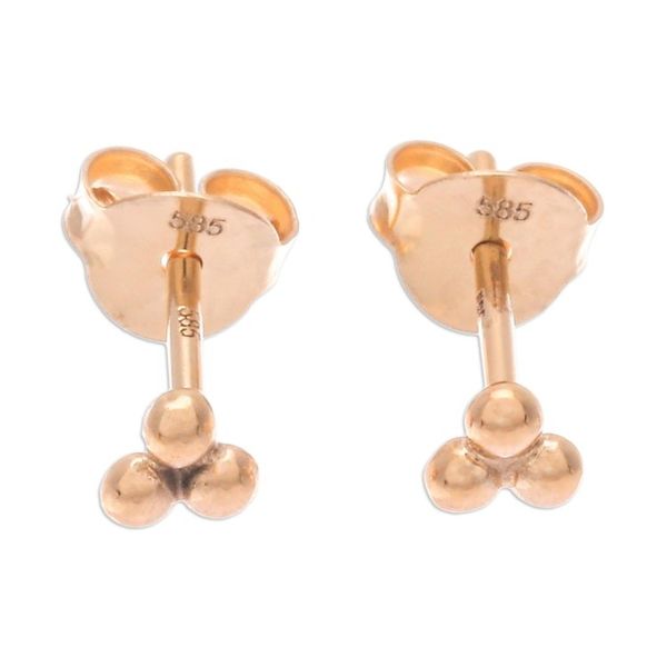 Alternate image for 14k Gold Stud Earrings with Gold-Plated Clasp from Thailand Dots of Wealth