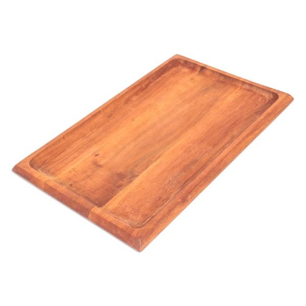 Alternate image for Hand-Carved Rectangle Longan Wood Tray in a Natural Brown Moments of Delight