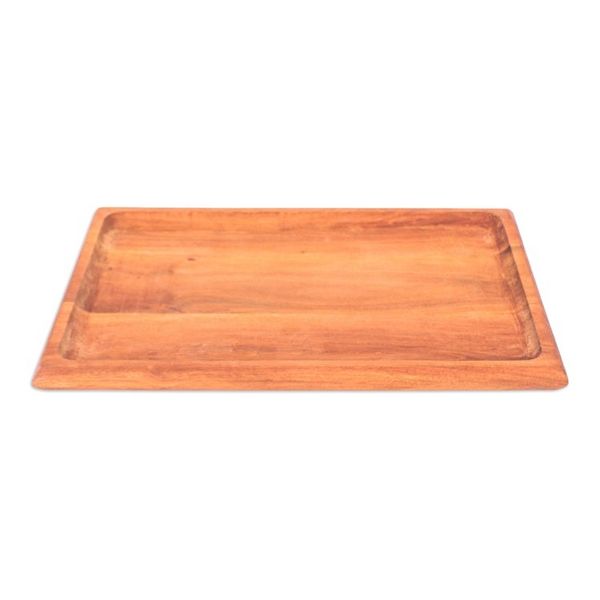 Alternate image for Hand-Carved Rectangle Longan Wood Tray in a Natural Brown Moments of Delight
